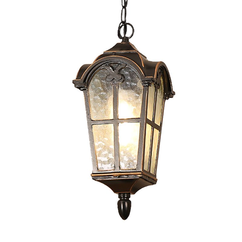 Black Finish 1 Head Pendant Lighting Countryside Water Glass Lantern Ceiling Suspension Lamp for Passage