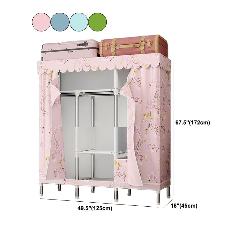 Silver Steel Frame Wardrobe Cabinet Contemporary Home Wardrobe