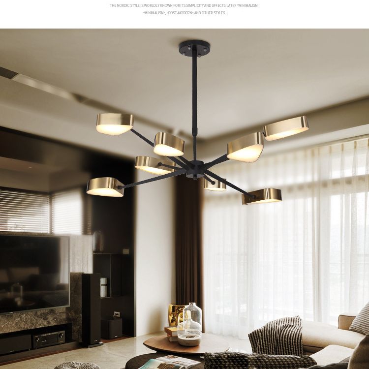 Moderno lampada lampadario triangolare in metallo soggiorno lampadario a pendente a led in oro