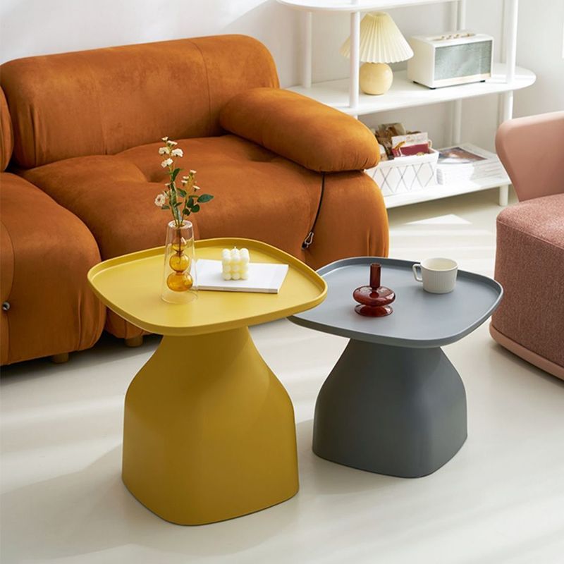 Plastic Tray Top End Table Square Pedestal Side Table - 14.96"/19.69" H