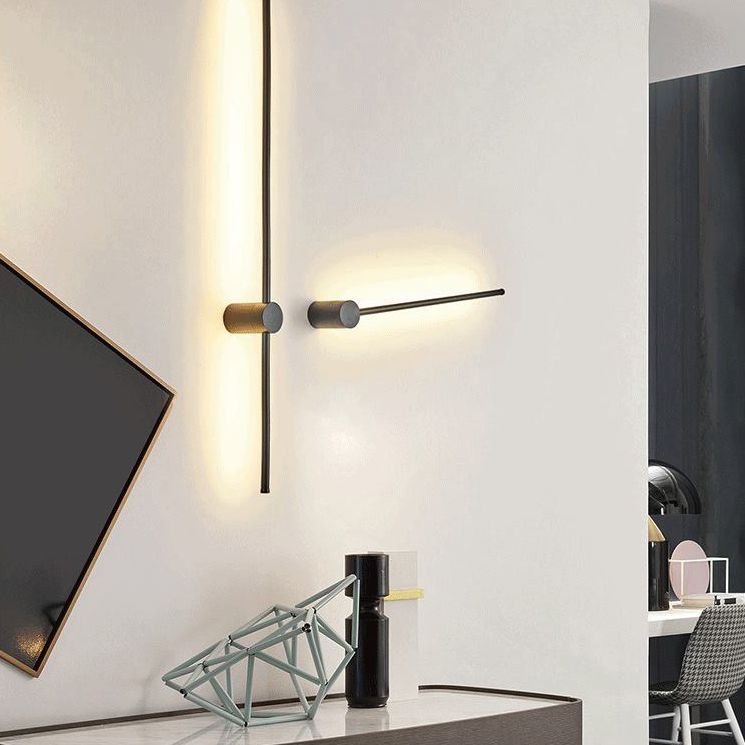 Luz de pared de dormitorio negro de aluminio de estilo simple moderno