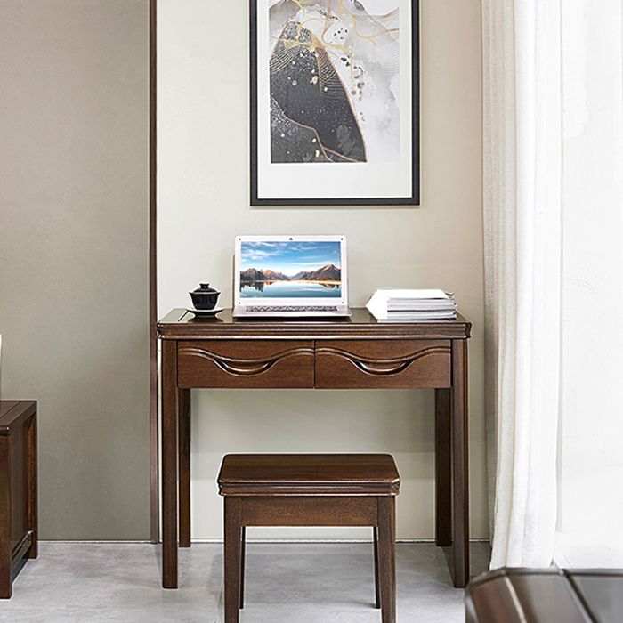 Solid Wood 2 Drawers Office Desk Bedroom Parsons Base Writing Desk