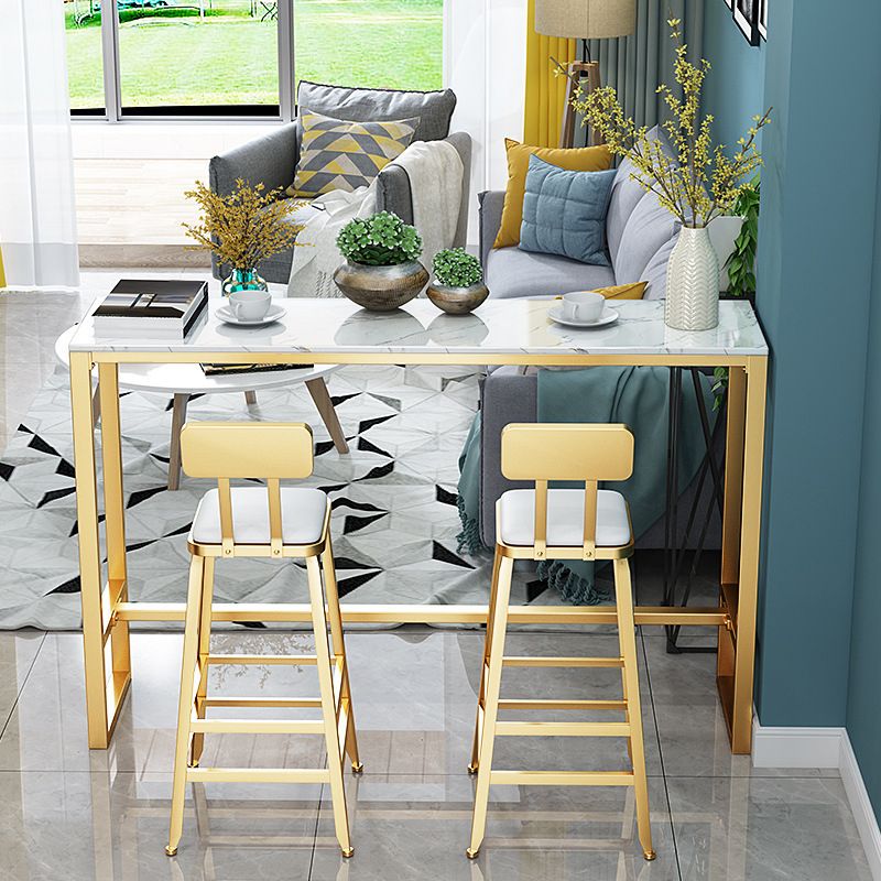 Glam 1/2/3 Pieces Bar Table Set Rectangle Bar Table with High Metal Stools