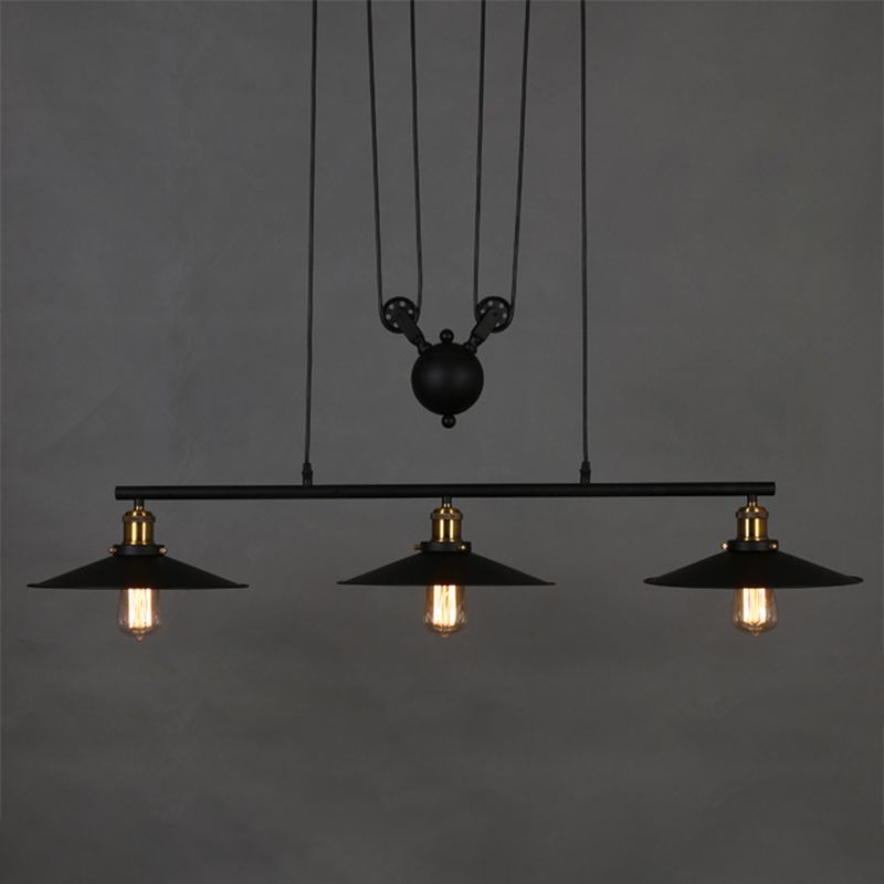 Cone Island Chandelier Lights Retro Industrial Style Metallic Chandelier Lighting Fixtures for Dining Table