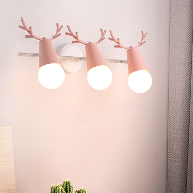 Nordic Style Iron Wall Light Colorful Antler Shape Wall Lamp for Bedroom