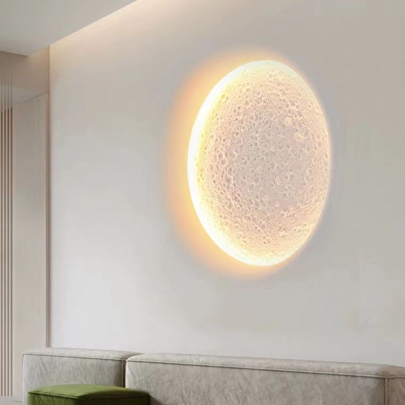 Modern Creative Style Wall Sconce Moon LED Wall Mount Light in White