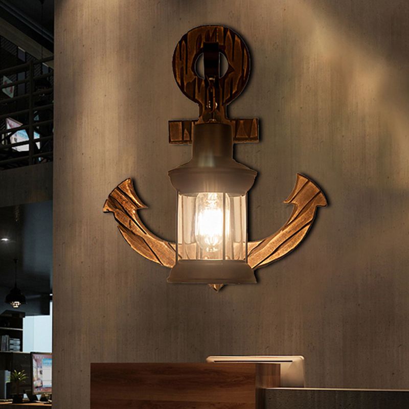 Eine Glühbirne klare Glaswandbeleuchtung Küste schwarzer Kerosin Innenleuchte mit Holzrückenlampe