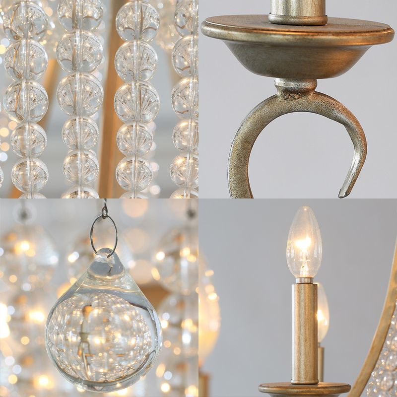 Modernism Candle Ceiling Chandelier Crystal 9 Heads Hanging Light Fixture in Brass for Bedroom
