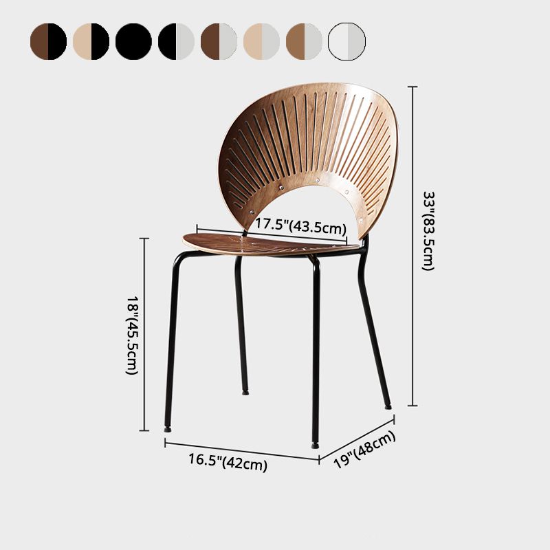 Silla de comedor de metal contemporáneo para uso doméstico Silla lateral de comedor con respaldo abierto