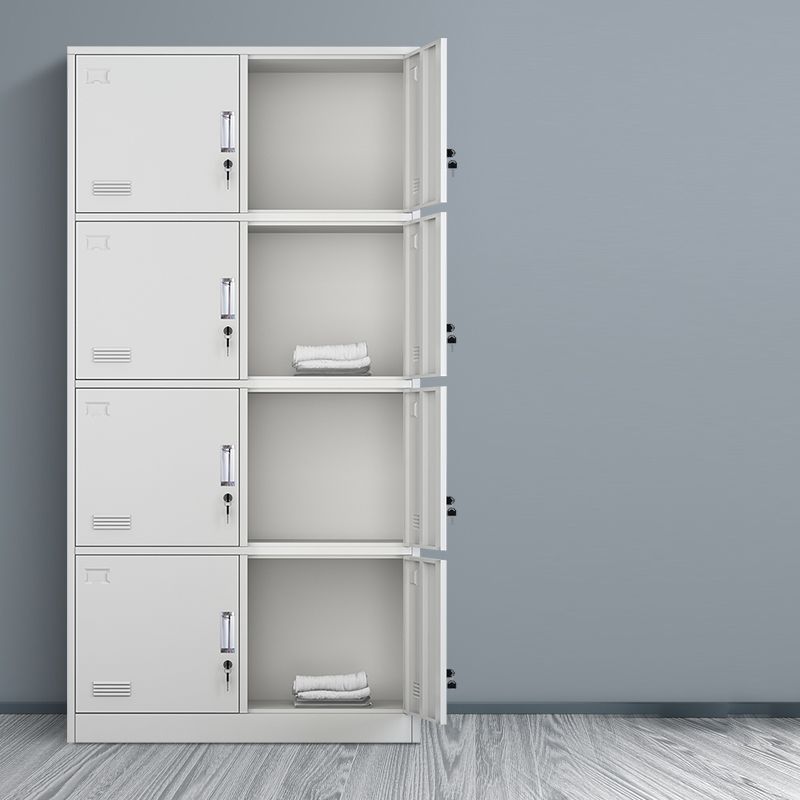 Grey Steel Wardrobe Armoire Contemporary Hinged Wardrobe Cabinet