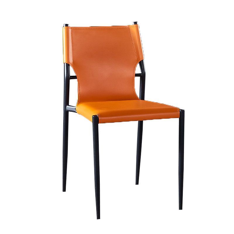Silla con respaldo sólido sin brazos de estilo industrial para cocina, silla lateral de comedor de cuero