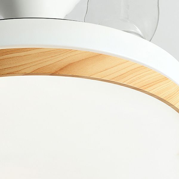 Nordic Invisible Blades Fan Light Metallic Living Room LED Semi Flush Mount Lamp