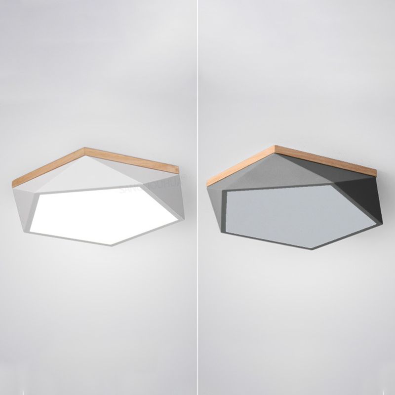Modern Fashionable LED Ceiling Light Iron Geometric Macaron Flush Mount with Acrylic Shade