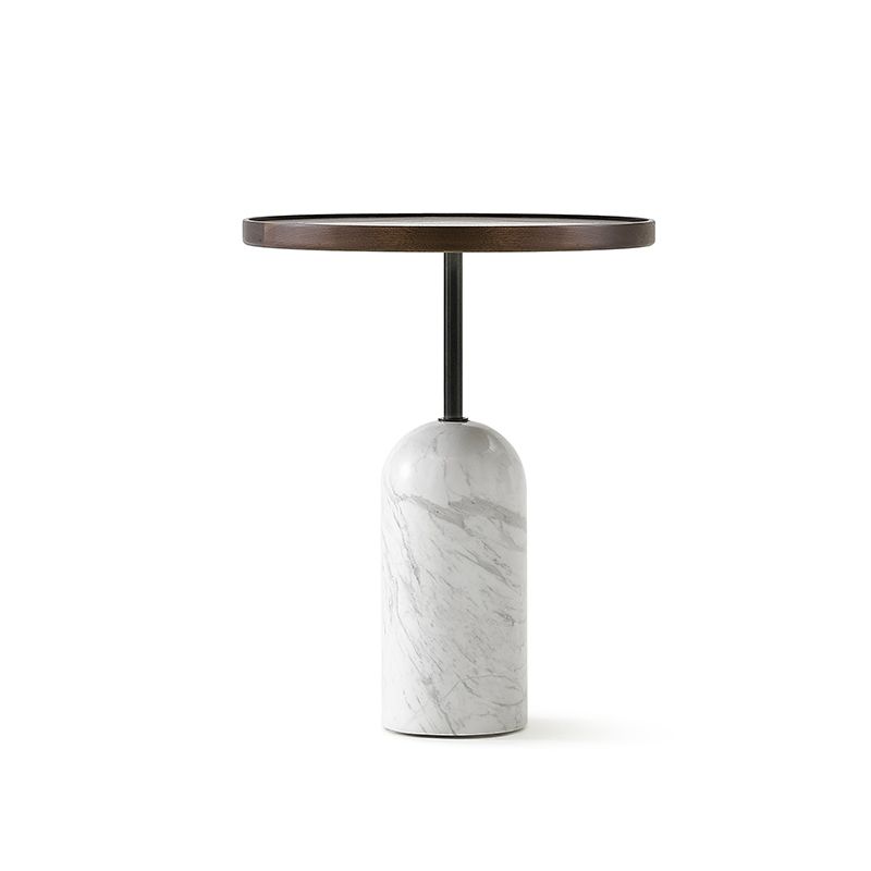 Modern Accent Side Table Sofa Round Pedestal Marble Living Room Corner Table