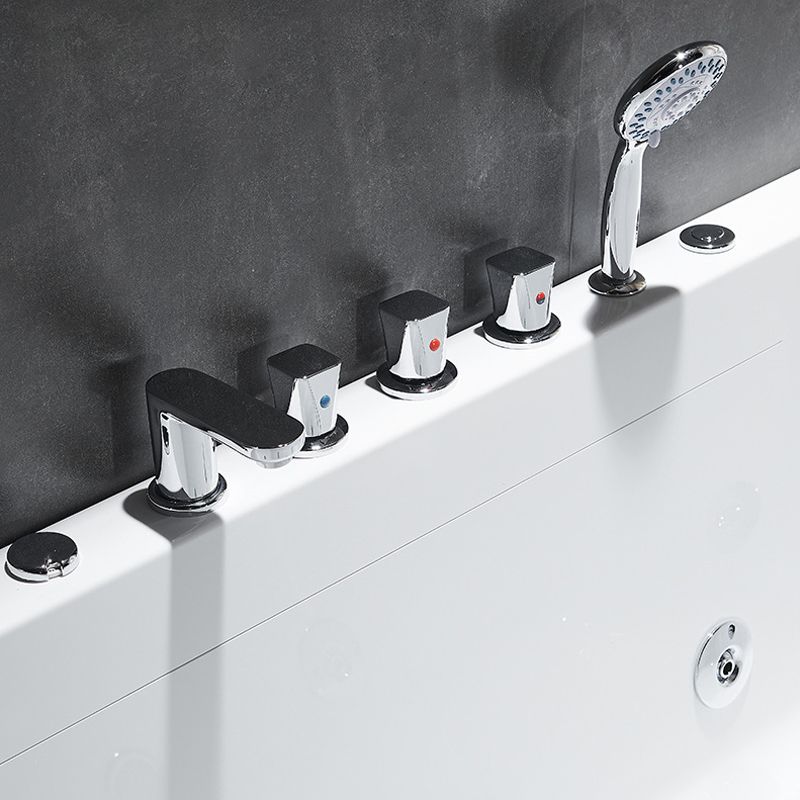 Modern Acrylic Rectangular Bath Tub White Tub with Internal Drain
