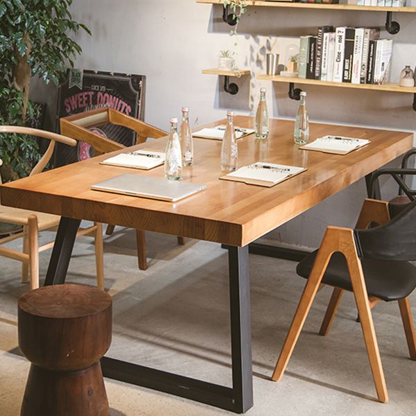 Rectangle Double Pedestal Table Industrial Solid Wood Kitchen Desk