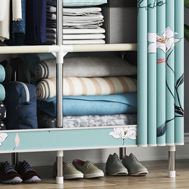 Modern Style Wardrobe Closet Metal Frame Wardrobe Armoire with Shelves