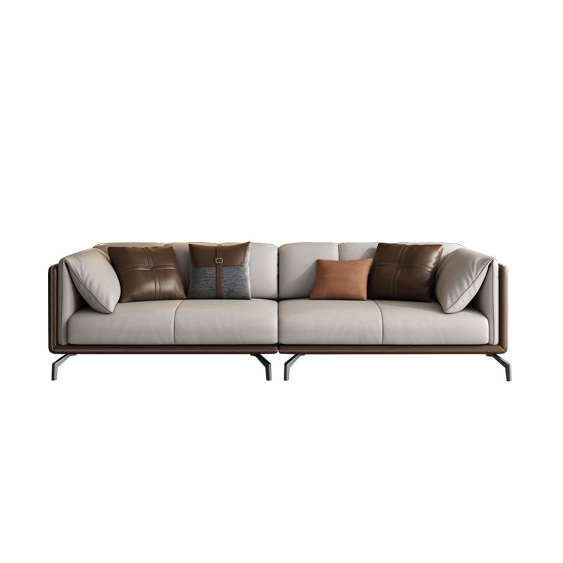 Contemporary Stationary Genuine Leather Stain Resistant Sofa for Living Room