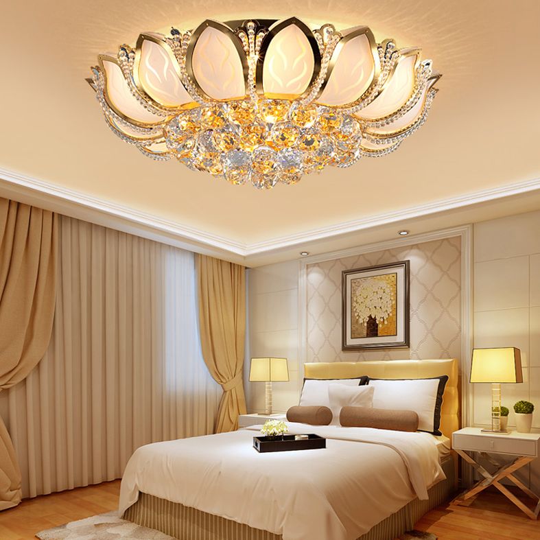 Fleur cristal encastré plafonnier style moderne or encastré luminaire