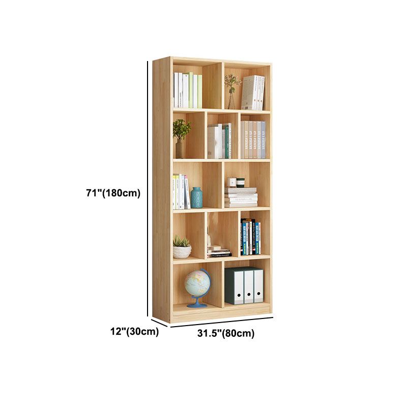 Scandinavian Vertical Standard Bookshelf Natural Pine Wood Bookshelf for Home