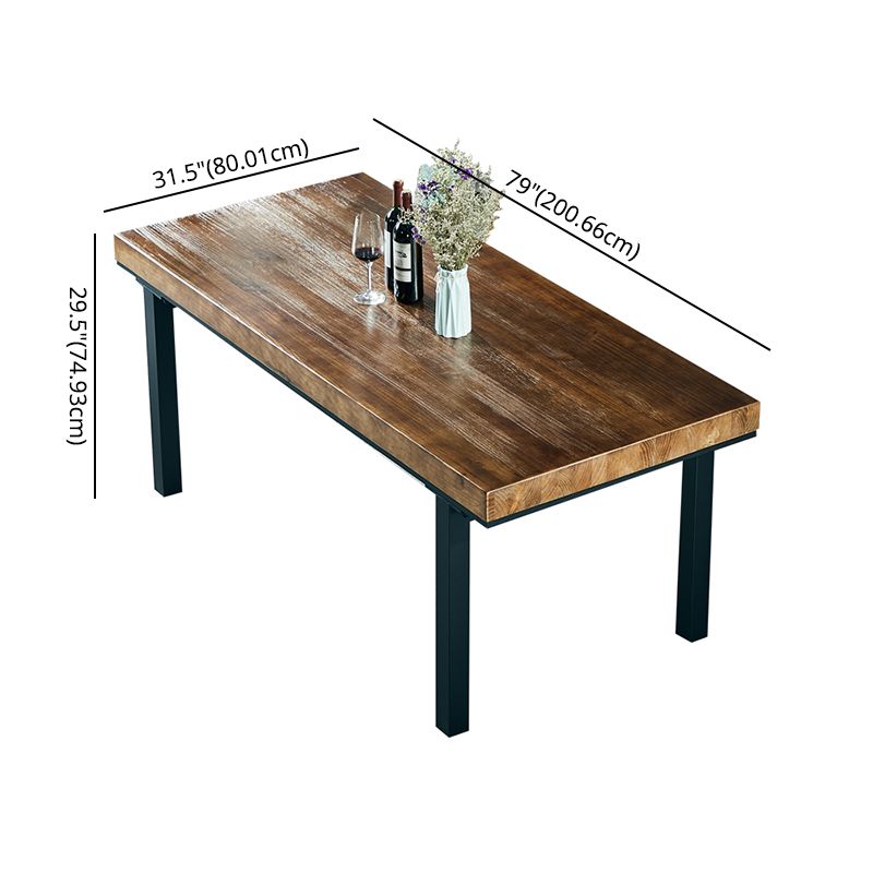 Traditional Style Solid Wood Dining Set with Walnut Table and 4 Black Legs Base