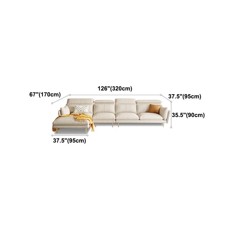 Cream Faux Leather Sofa/Sectional with Storage Bag Adjustable Sofa for Living Room