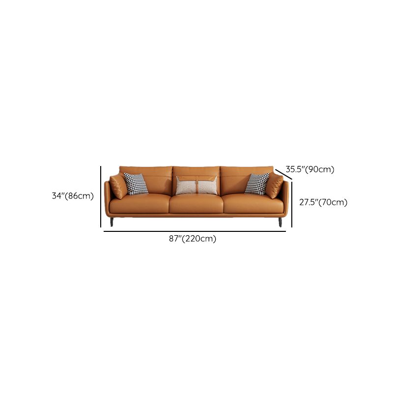 Mid Century Modern Orange Pillows Pillow Top Arm Genuine Leather Seating