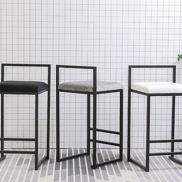 Indoor Modern Upholstered Counter Height Stool Footrest Low Back Bar Stool