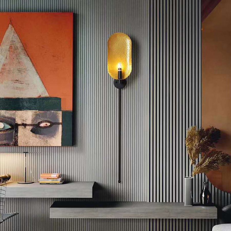 Geometric Wall Lighting Industrial 1-Light in Black for Living Room