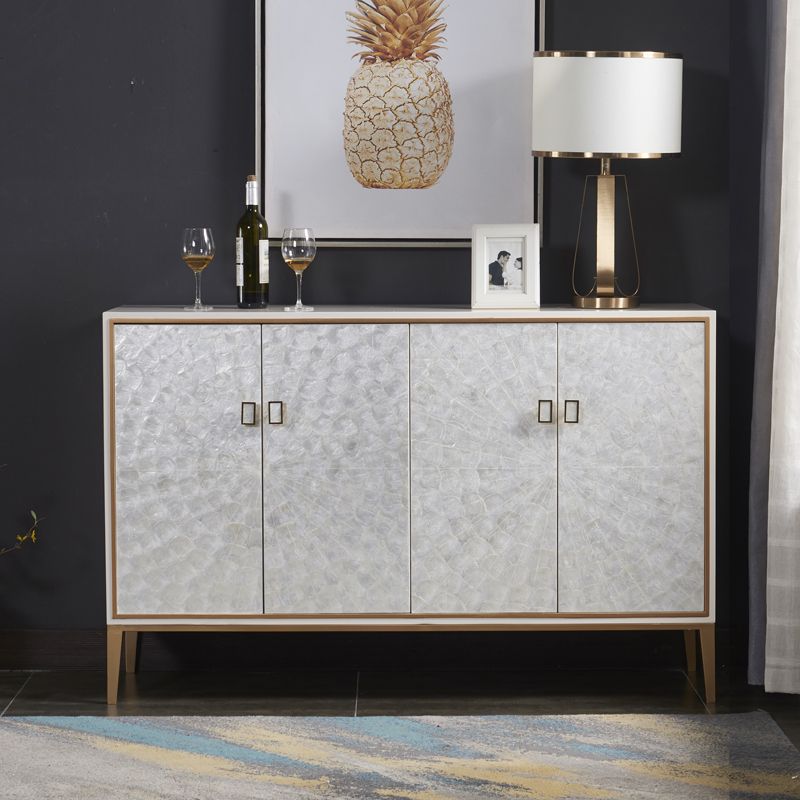Glam Living Room Dining Buffet Engineered Wood and Metal Cabinets Sideboard Table