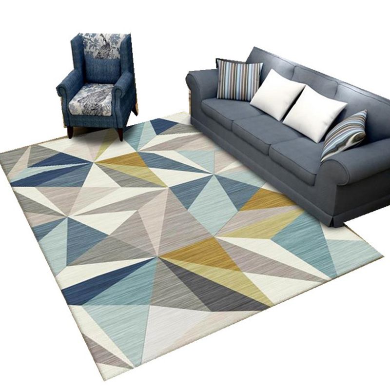 Funky Geometric Pattern Rug Simple Polyester Area Carpet Anti-Slip Backing Rug for Living Room