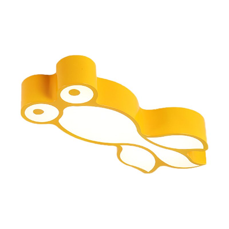 Simplicity LED Flush Mount Light Yellow/Blue Goldfish Close to Ceiling Lamp with Acrylic Shade