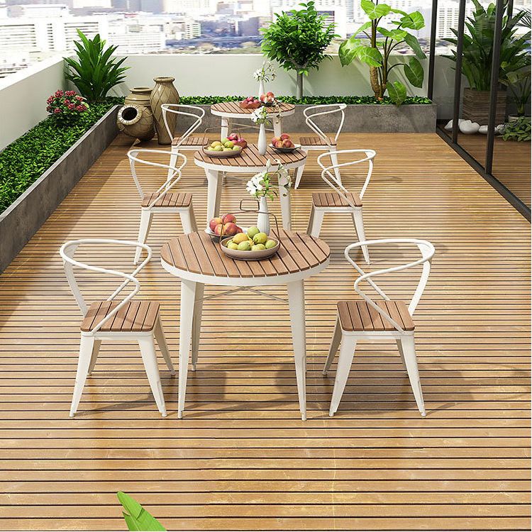 Industrial 1/5/7 Pieces Metal Dining Set Reclaimed Wood Dining Table Set for Outdoor