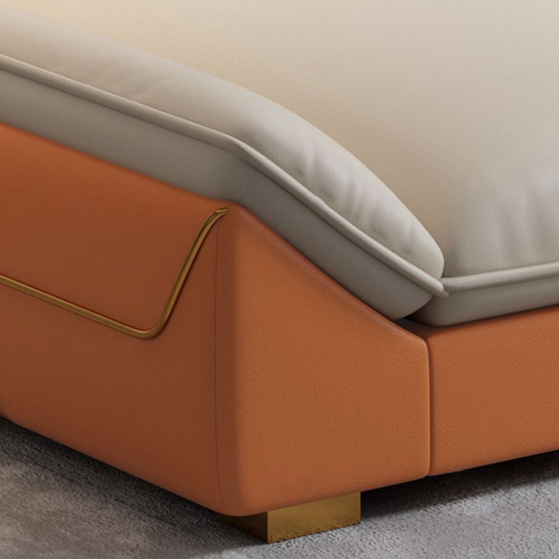 Orange Sectional Sofa 35.43" Tall Faux leather Modular Sofa with Removable Cushions