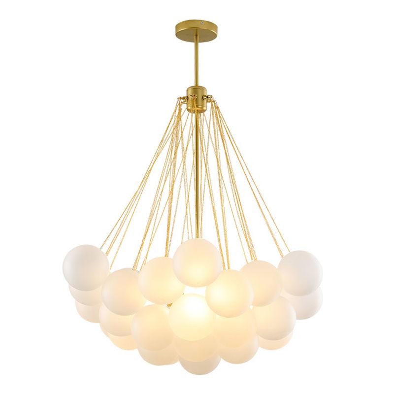 Frosted White Glass Bubbles Suspensie Licht Stijlvolle Noordse kroonluchter voor woonkamer