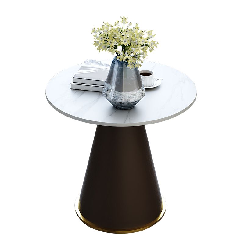 Minimalist Pedestal Side Table Round Slate Sofa End Table for Living Room