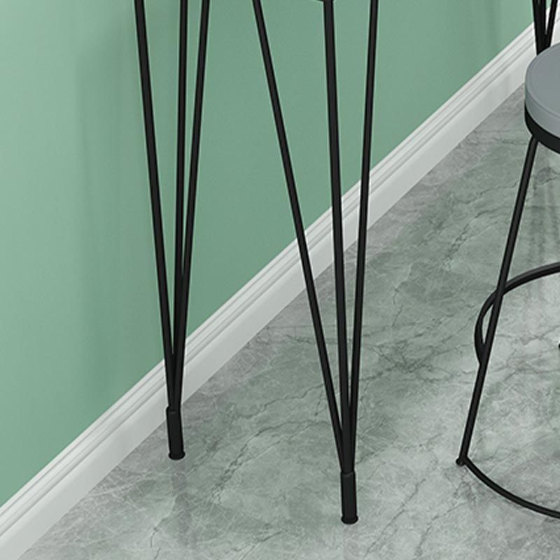 Stone Top Bar Dining Table Industrial Bar Dining Table with 4 Black Legs