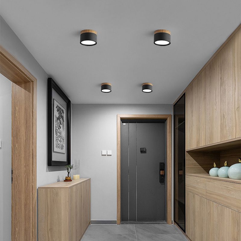 Macaron Cylindrical LED Downlight Aluminum Foyer Flush Mount Lighting Fixture