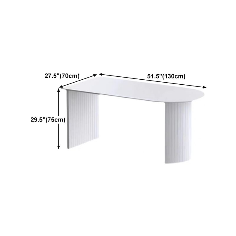 Sintered Stone and Ash Wood White Table Modern Dining Table with Double Pedestal