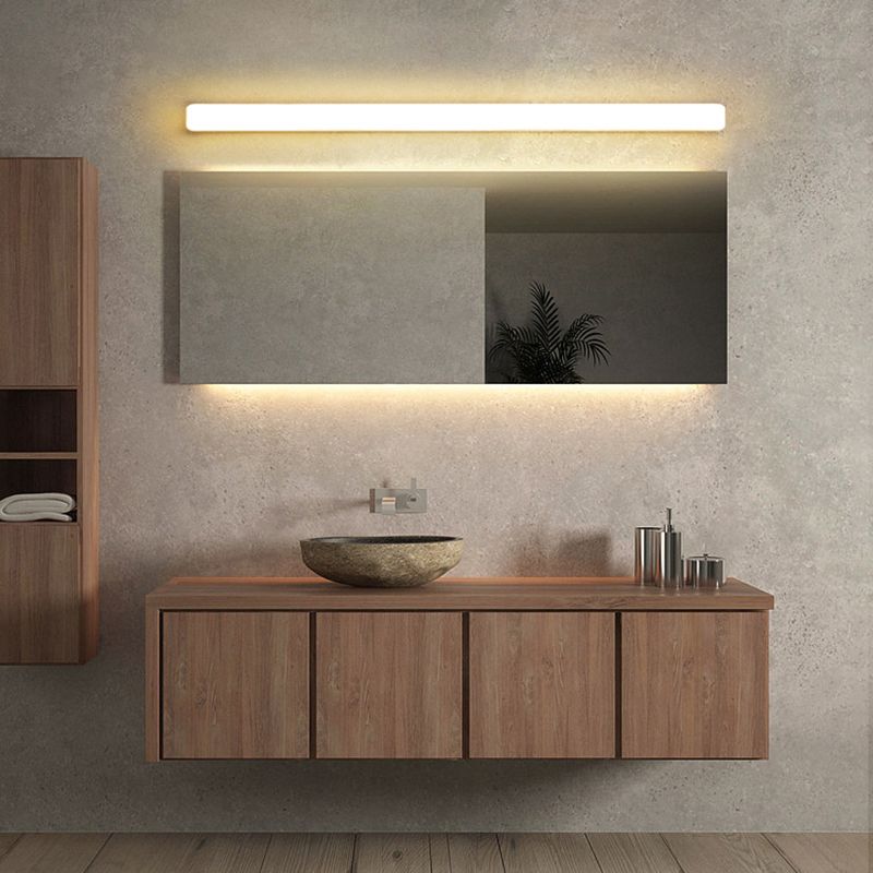 White Modern Wall Sconce Geometric Shape Vanity Lamp with Plastic Shade for Bathroom