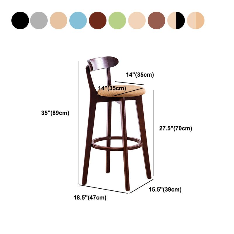 Scandinavian Dessert Shop Beech Stool Matte Finish Upholstered Bar Stools