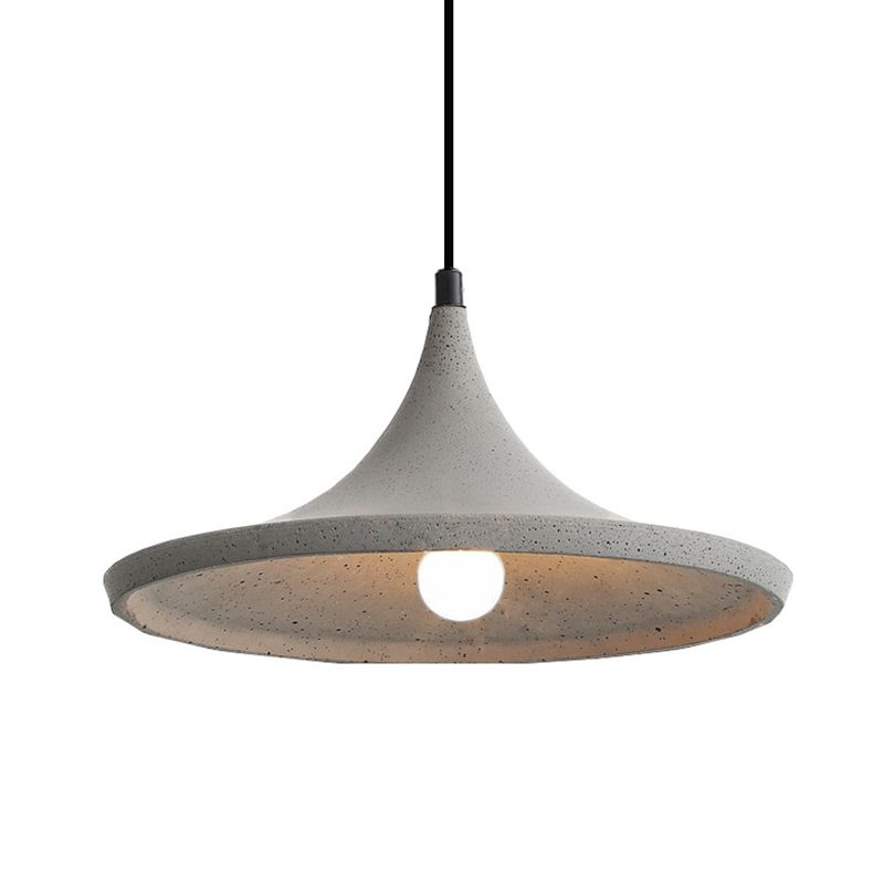 Cone Suspension Lighting Simplicity Cement 1 Head Dining Room Pendant Ceiling Light in Grey