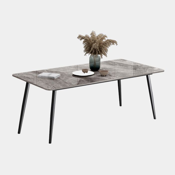 Industrial Style Sintered Stone Dining Table Carbon Steel 4 Legs Base Rectangle Table for Home