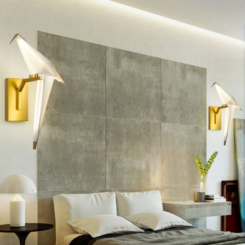 Postmoderne metalen wandlicht wit papier kraanwand sconce licht voor woonkamer slaapkamer