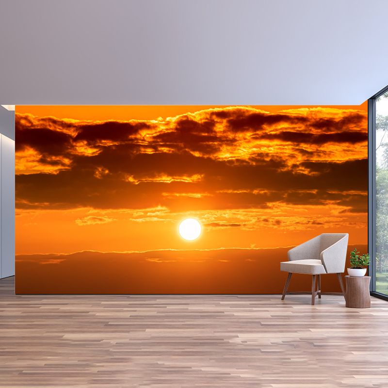 Yellow Sunset Glow Mural Decal for Living Room Customized Wall Covering