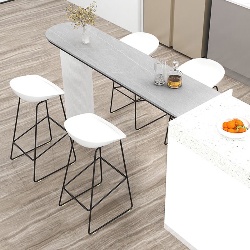 Glam Style Plastic Counter Stool Bucket Bar Stool with Metal Legs