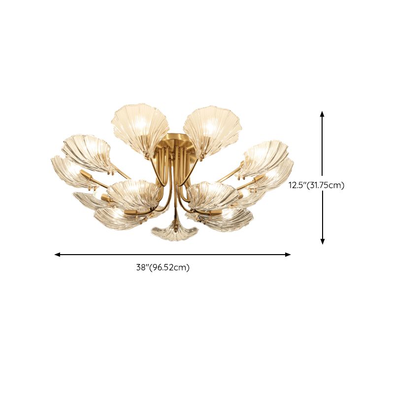 Nordic Style Ceiling Light Shell Shape Ceiling Lamp with Glass Shade for Bedroom