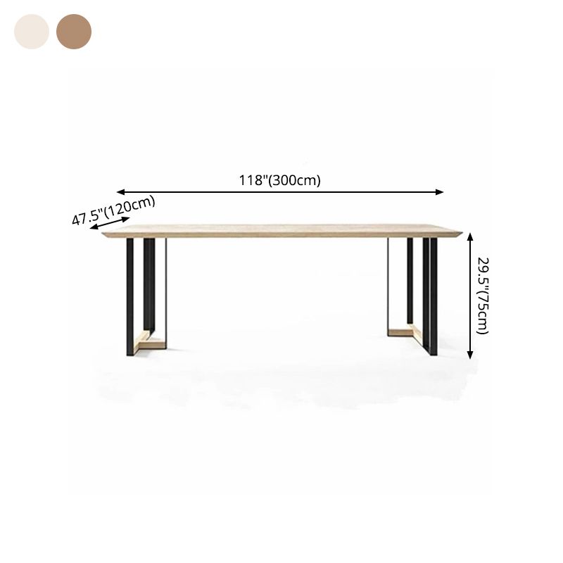 Mesa de comedor de estilo industrial Muebles de doble pedestal de madera maciza