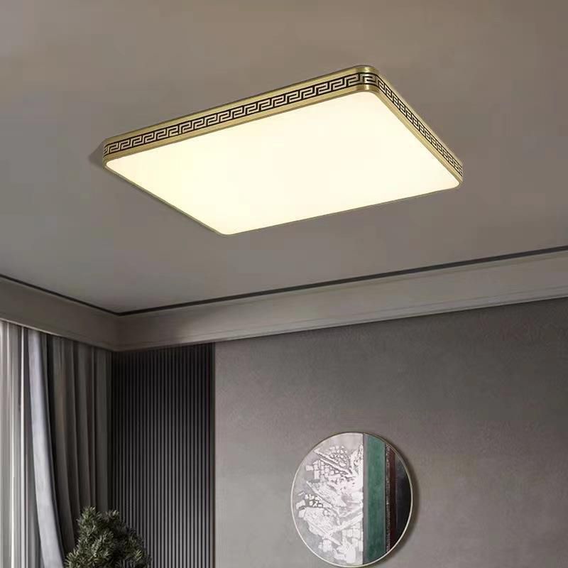 Modern Flush Mount Gold Brass LED Ceiling Light Fixture for Bedroom