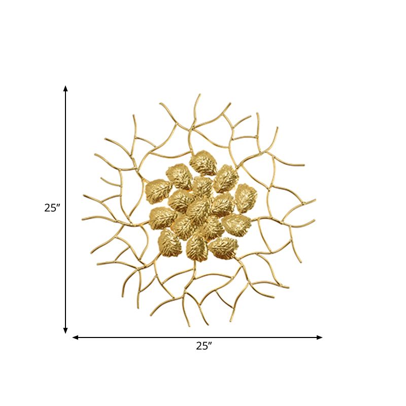 Moderne Stilrunde Wandlampe 3 Lichter Aluminium Wandbeleuchtung mit dunklem Kaffee/Blattgold Design